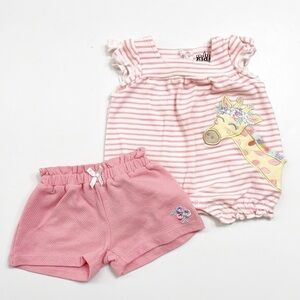 Kids Headquarters baby girls striped giraffe matching set